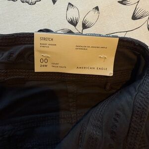 American Eagle Black Baggy Jogger Stretch Cargo Pants